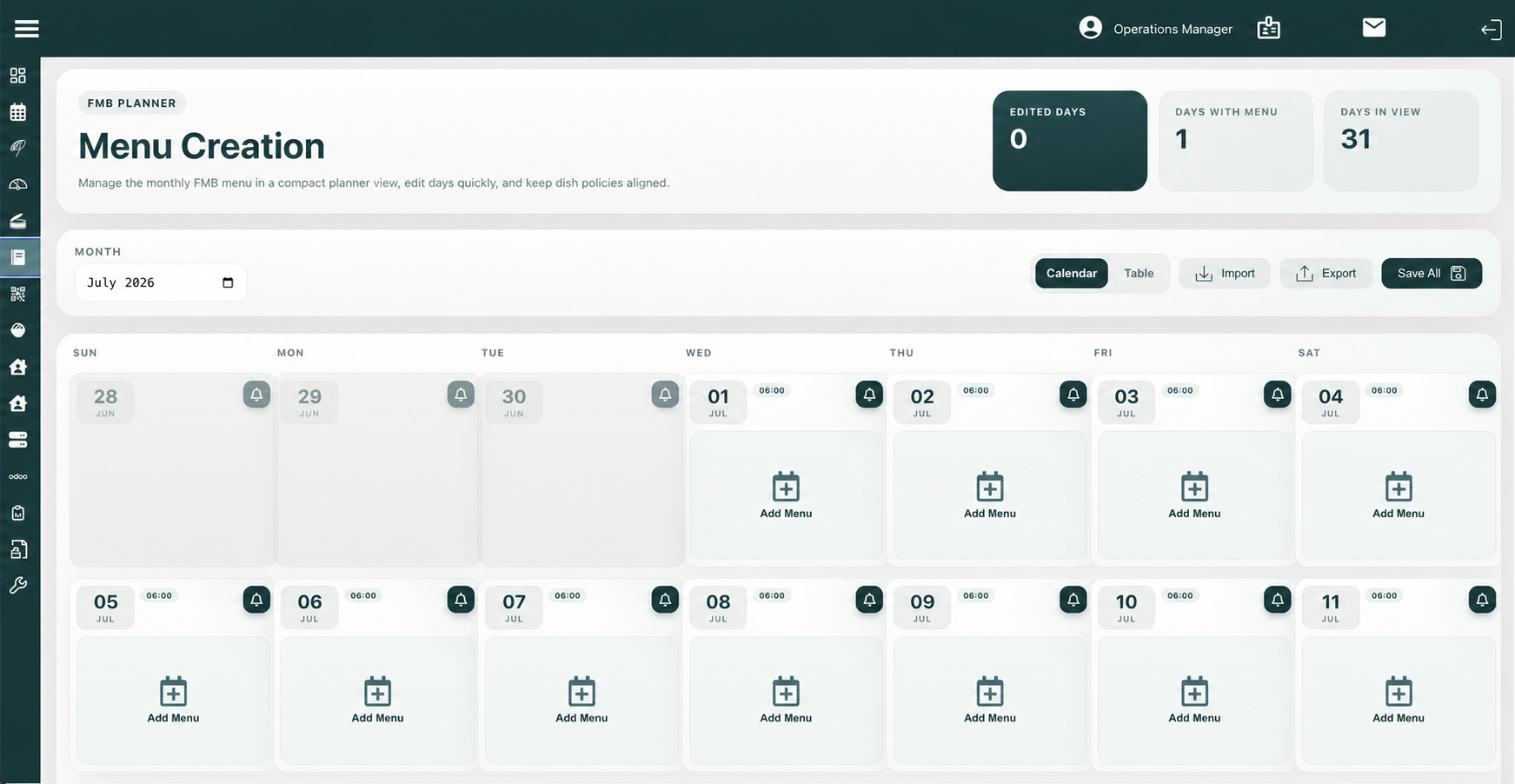Sanitized FMB menu creation interface